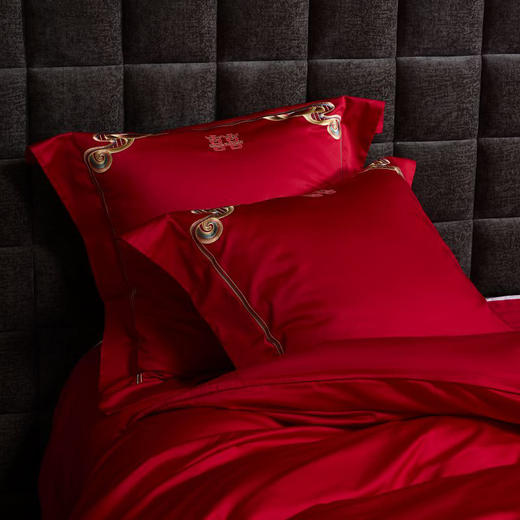 自然醒100支长绒棉四件套囍嫁系列高端刺绣婚庆四件套全棉结婚纯棉床单被套大红陪嫁婚房床品GDS 商品图4