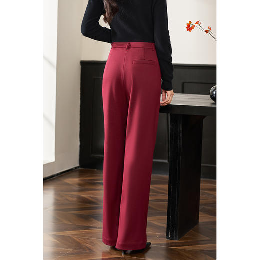 剩S/M/L/XL/XXL 米思阳2026春季新款百搭垂感安可拉红休闲裤高腰通勤西装裤女2062 商品图3