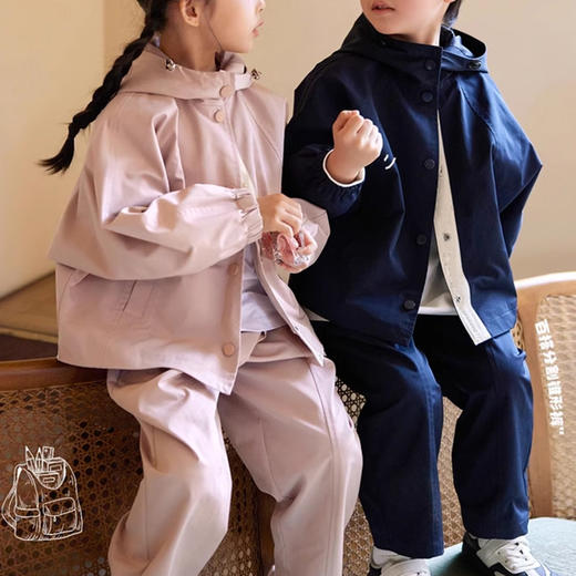 裁缝学苑TQ123连帽防风外套套装纸样儿童男女童上衣裤子两件套样板 商品图2