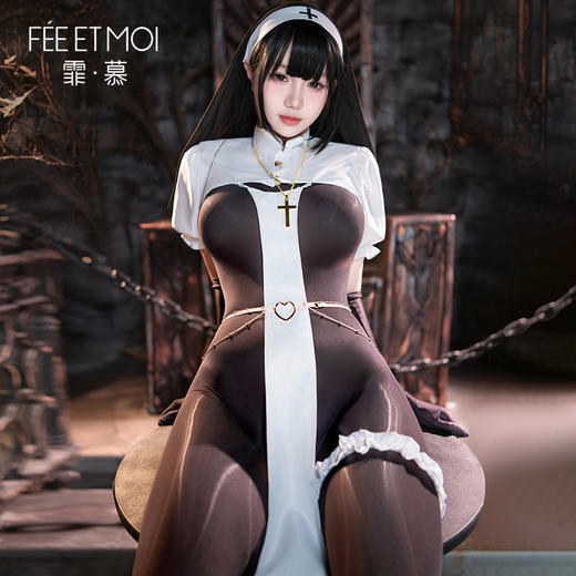 【情趣内衣】霏慕暗夜修女猎爱开裆套装6231【购买联系负责人备案】 商品图9