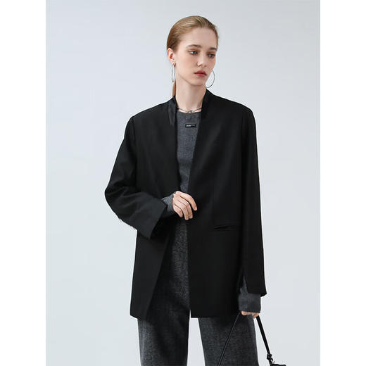 COCOBELLA设计感开叉袖口毛边西装女商务休闲西服外套SI3020 商品图3