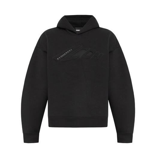 DSQUARED2 男士徽标贴花棉质连帽卫衣 黑色 S79GU0135 D25011 900 商品图0