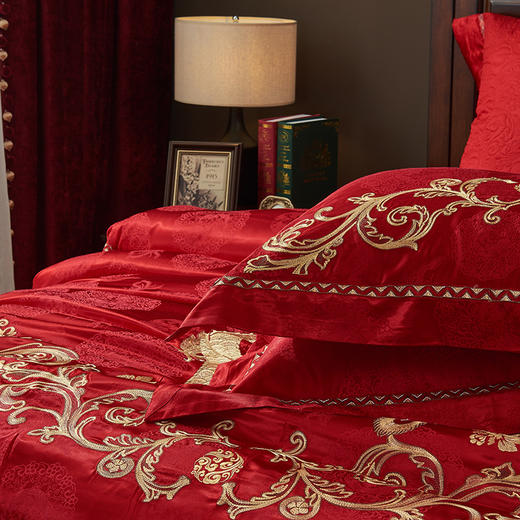 【品牌直营】【婚庆系列 比翼双飞】奢享60支匹马棉婚庆四件套六件套十件套床上用品套件 商品图5