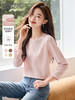 【周四狂欢价】熙世界肌理感菱格圆领T恤女长袖2025秋季新款宽松休闲体恤上衣 商品缩略图0