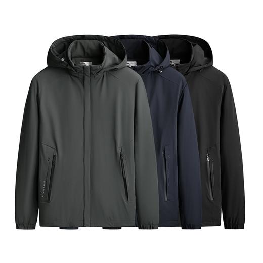 【可拆卸帽】【新款DSF】大依优型大码男装连帽薄棉弹力棉衣夹克加肥加大休闲夹克胖子外套上衣 商品图7