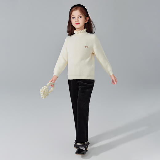 笛莎Deesha 童装女童毛衫2024冬新款甜美基础木耳边领毛衫 商品图2