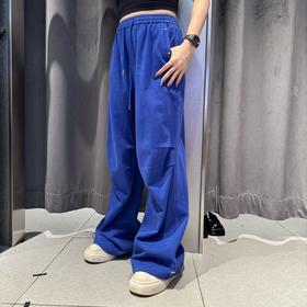 NZ1松紧腰抽绳压褶工装裤40830（蓝白黑） 秋季 243100230321