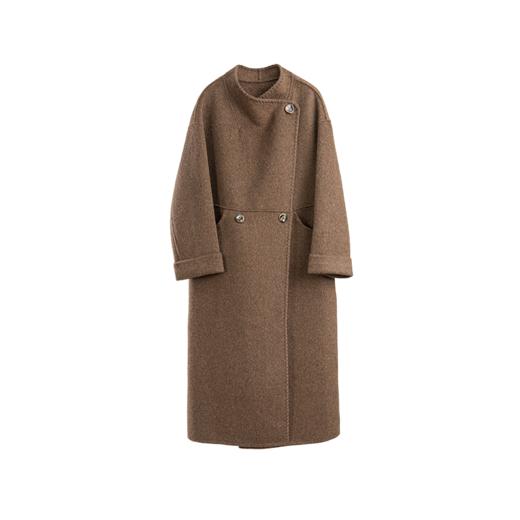 绽放旅行女装803朵/*绵羊毛慵懒垂感大翻领中长款毛呢大衣 商品图4