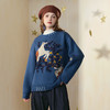 两三事 童话王国 2024冬季新款复古油画图案绣线套头毛衣女宽松 商品缩略图1
