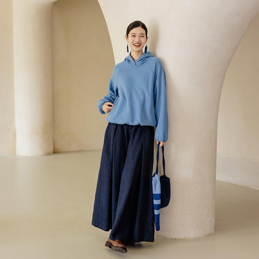 绽放旅行女装760朵/大大的帽衫纯棉加厚磨毛下摆橡筋收褶连帽卫衣 商品图3