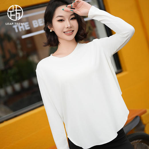 跃牌【瑜堂系列】新款冰丝瑜伽罩衫圆领宽松透气百搭运动长袖t恤JYFC012 商品图8