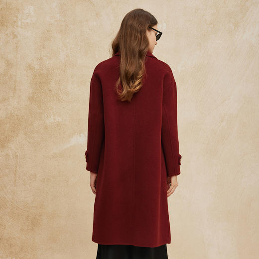 PH923斯尔丽24冬季新款双面羊毛大衣中长款设计感装饰扣廓形大衣 商品图5