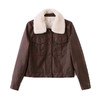 HRYBX3520 女式皮衣秋季新款新中式国风盘扣高级时尚长袖PU皮衣外套皮衣短款 商品缩略图4