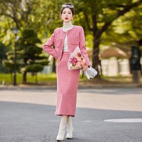 小香风时尚名媛套装，显瘦名媛富家千金两件套裙YJLY1371A