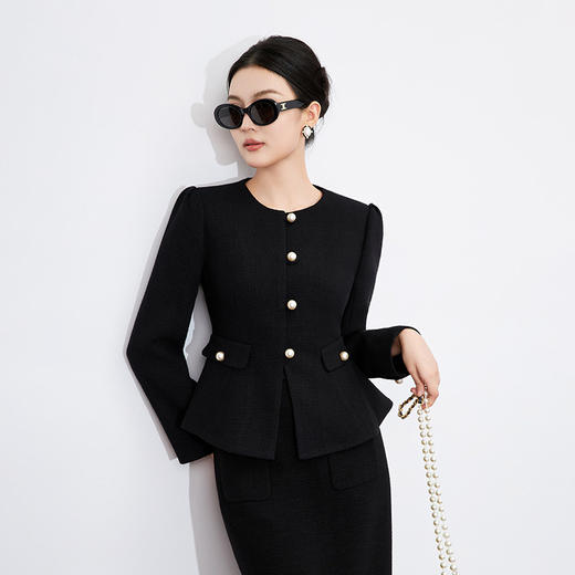 【高货wl】全新升级【铂金会员367/天猫489/差价122】(21843) 洛诗琳高级感修身显瘦短外套时尚泡泡袖通勤小西装外套 商品图3