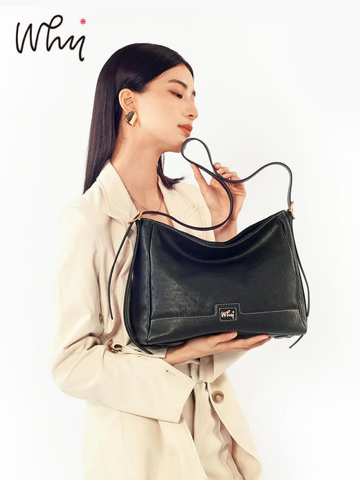 Why头层植鞣牛皮原创栗子包复古气质腋下包高级感大容量单肩包YA533603 商品图8