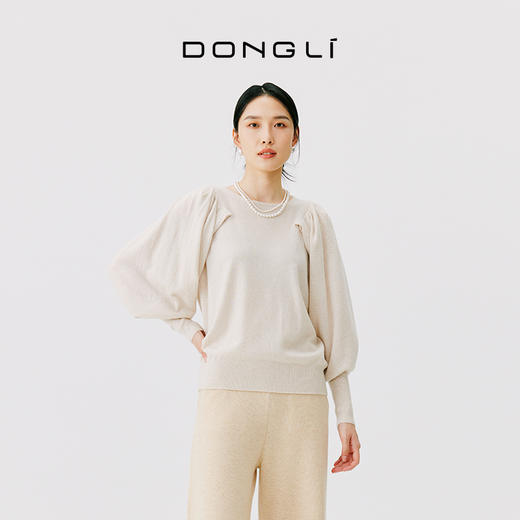 东黎 • 小山羊绒女士秋冬圆领宽松泡泡袖套衫 4761 商品图3