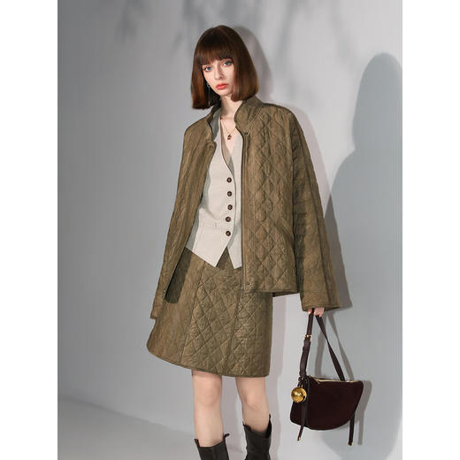 COCOBELLA[莱赛尔]复古炒色菱形格纹半身裙女秋冬A字裙HS0057 商品图3