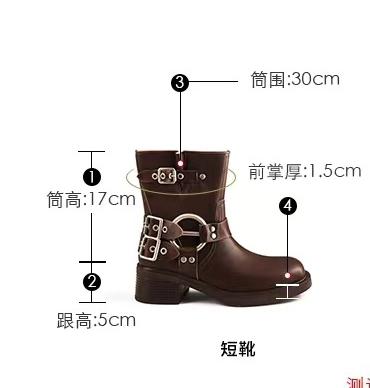聪儿严选  复古皮扣长筒西部靴  柔软橡胶大底，轻便防滑耐磨 亲肤软皮，细腻有光泽，透气不闷脚 商品图7