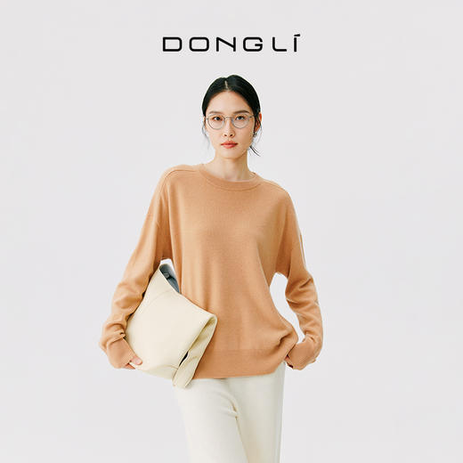 小山羊绒 东黎羊绒 女士秋冬季针织圆领羊绒时尚休闲百搭宽松 DWBS4725AN 商品图1