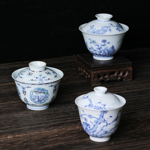 【孤品系】青远山房 青花斗彩系列盖碗 商品图0