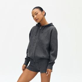 oneup羊毛连帽拉链外套