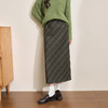 西遇中长款高腰半身裙女冬季新款直筒复古格纹呢料设计裙子14142957 商品缩略图2