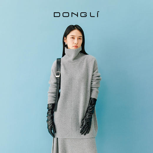 东黎 • 小山羊绒女士秋冬高领后开叉简约套衫 4764 商品图0