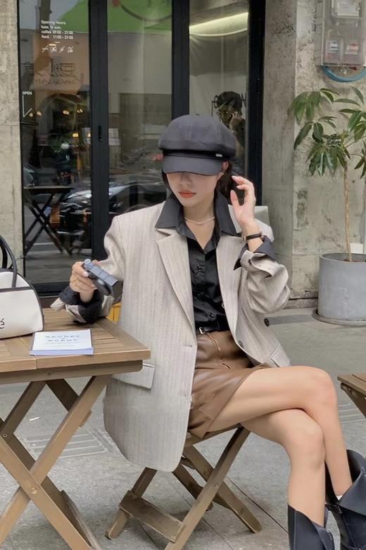 ESTELLICA polo领中长款宽松休闲西装外套 17291 商品图3