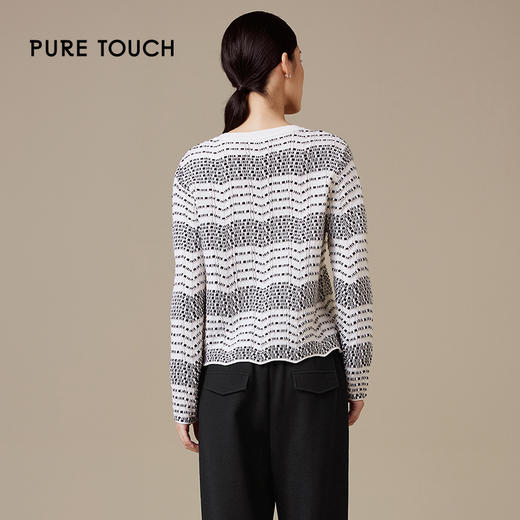 pure touch肌理感圆领针织长袖绵羊毛时尚设计感上衣2024年秋冬新 商品图3