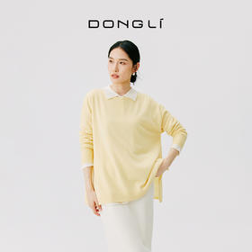 东黎 • 小山羊绒女士秋冬圆领宽松百搭长袖套衫 4766