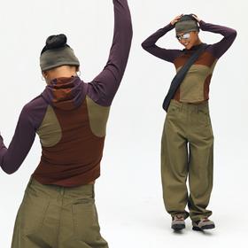 oneup拼接连帽修身运动长袖