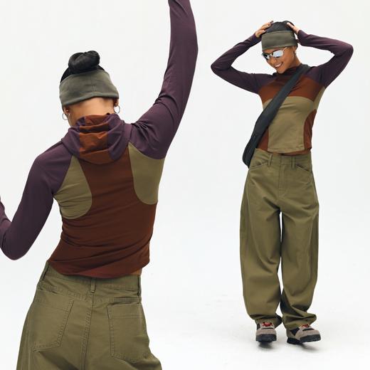 oneup拼接连帽修身运动长袖 商品图0