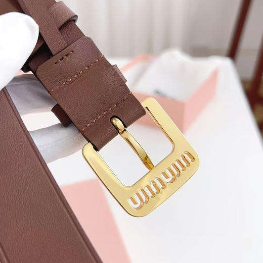 MIU MIU  缪缪 字母印花金属扣皮革腰带 棕色 宽3cm（CB） 商品图2