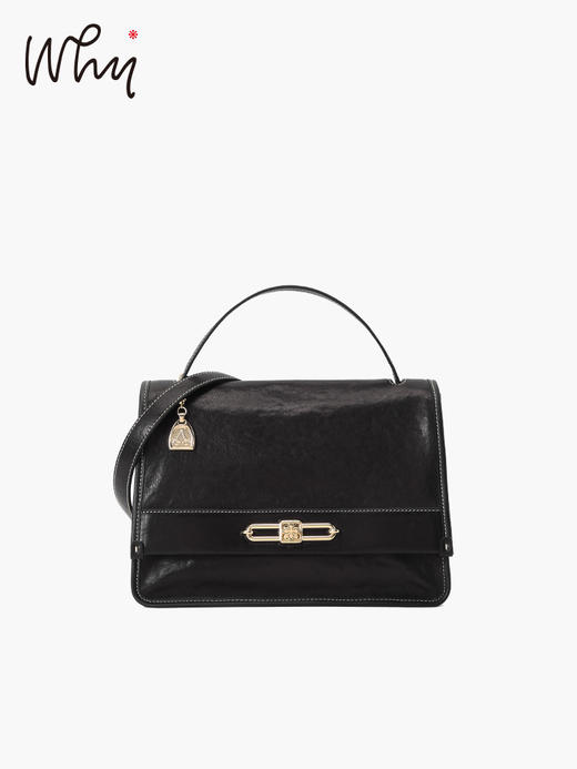why女包头层植鞣牛皮盘扣包原创设计师邮差包复古通勤单肩斜挎包YA5314 商品图4