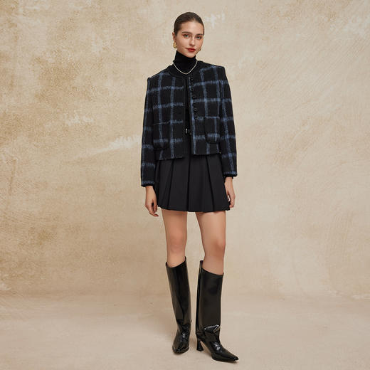PH949斯尔丽24新款小香风格子时尚减龄小个子显瘦双面呢羊毛短大衣 商品图3
