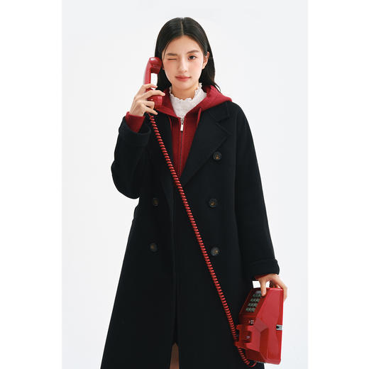 【严选】诗凡黎山羊绒毛呢外套2024年冬季新款赫本风优雅千金感双面呢大衣SF7170401D 商品图0