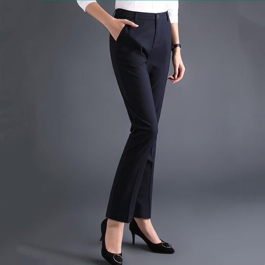 商务西裤女春秋季厚款职业高腰直筒秋冬加绒长裤弹力垂感西装裤女 商品图1