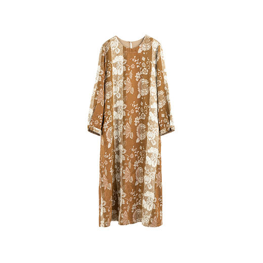 绽放旅行女装793朵/秋冬*加厚棉天丝民族风提花圆领长袖连衣裙 商品图4