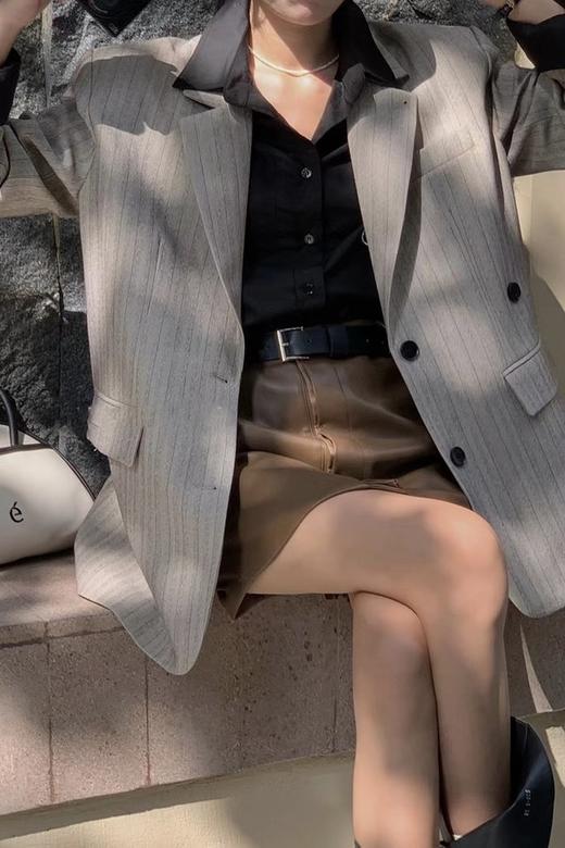 ESTELLICA polo领中长款宽松休闲西装外套 17291 商品图1