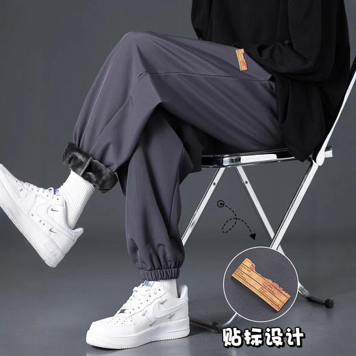 NASA加绒裤子男秋冬季2024新款棉裤加厚运动束脚卫裤宽松直筒休闲 商品图2