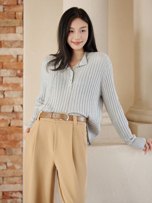 老钱风丝羊绒半开领套头衫FCE3WST038 商品图9