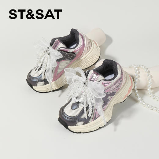 【童鞋】星期六甜美珍珠蝴蝶结绒里可选厚底男女童老爹鞋SSC3192L32/SSC419DLAJ 商品图6