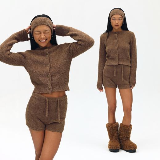 oneup毛绒针织短款开衫 商品图2