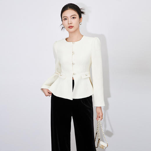 【高货wl】全新升级【铂金会员367/天猫489/差价122】(21843) 洛诗琳高级感修身显瘦短外套时尚泡泡袖通勤小西装外套 商品图1