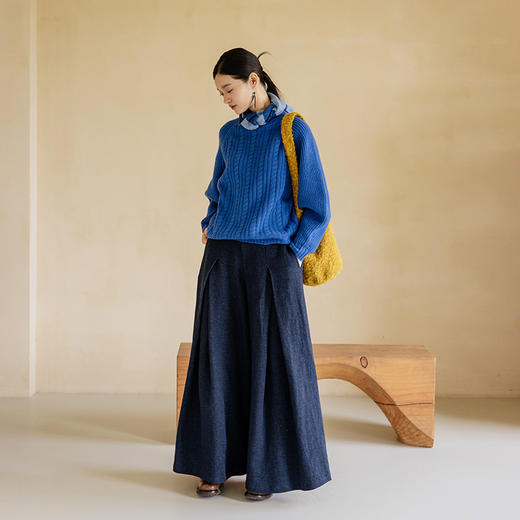 绽放旅行女装807朵/绞花毛衣秋冬*绵羊毛*绞花拼接套头毛衫 商品图3