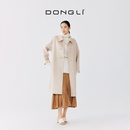 东黎 • 山羊绒女士秋冬西服领三粒扣双面羊绒呢长款大衣 4257 商品图0