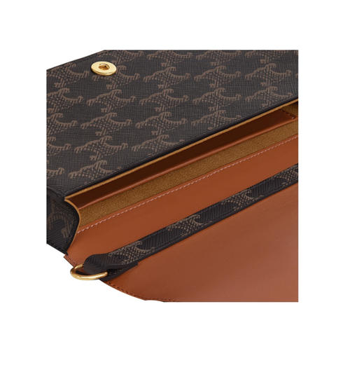 CELINE赛琳 Multipochette 凯旋门标志老花满印按扣开合 牛皮革 袖珍包单肩斜挎包 常规 女款 黄褐色（HH） 商品图3