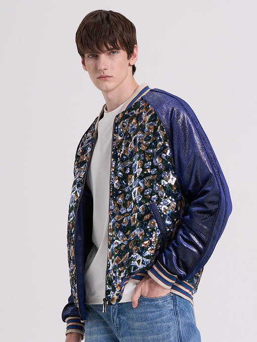 威雅/RARE 满工彩色珠片棒球男士夹克外套棉服 商品图3