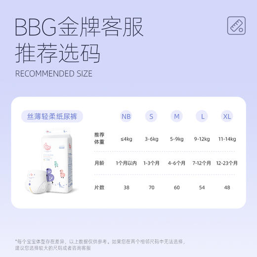 【先领券后下单】BBG丝薄轻柔纸尿裤系列 NB/S/M/L/XL码可选 商品图7